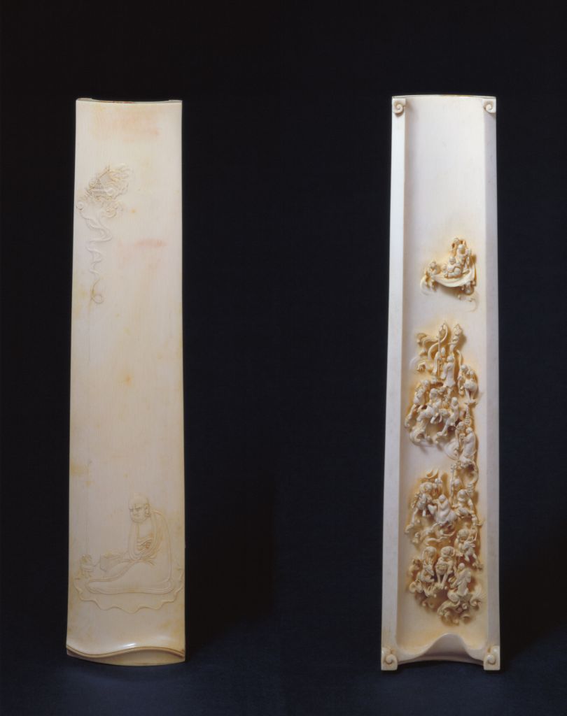 图片[1]-Eighteen Arhat armrests carved with ivory-China Archive